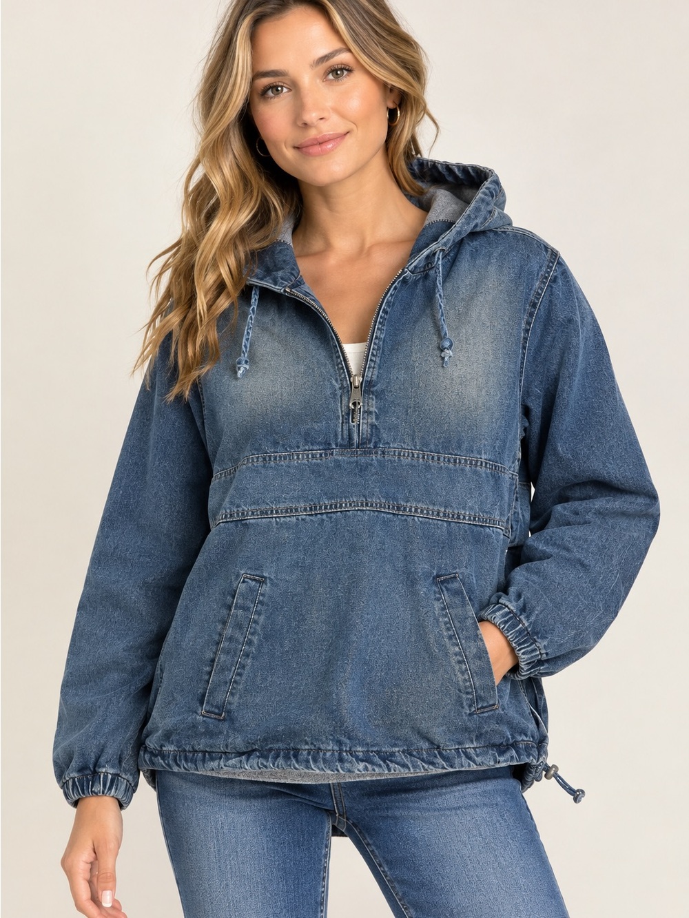 Swank A Posh Denim Hoodie - Size Large